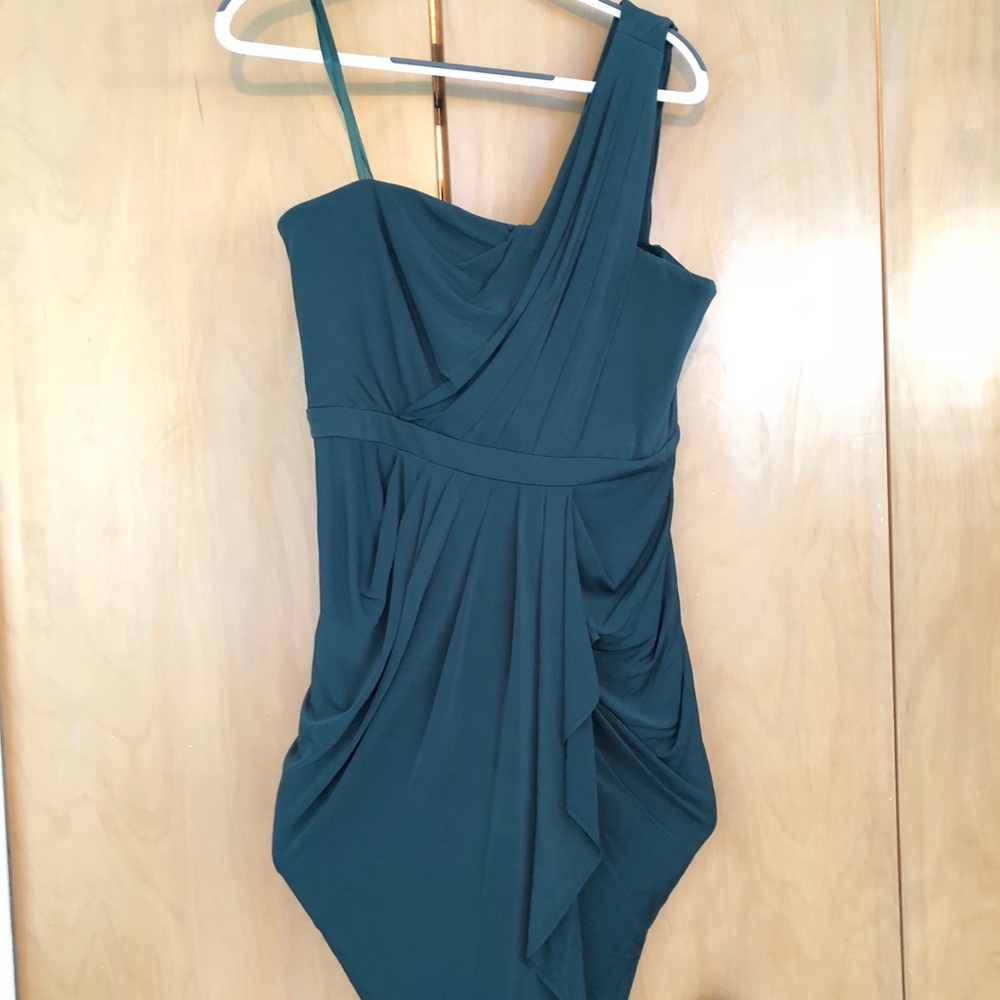 BCBG Asymmetric Dark Green Cocktail Dress